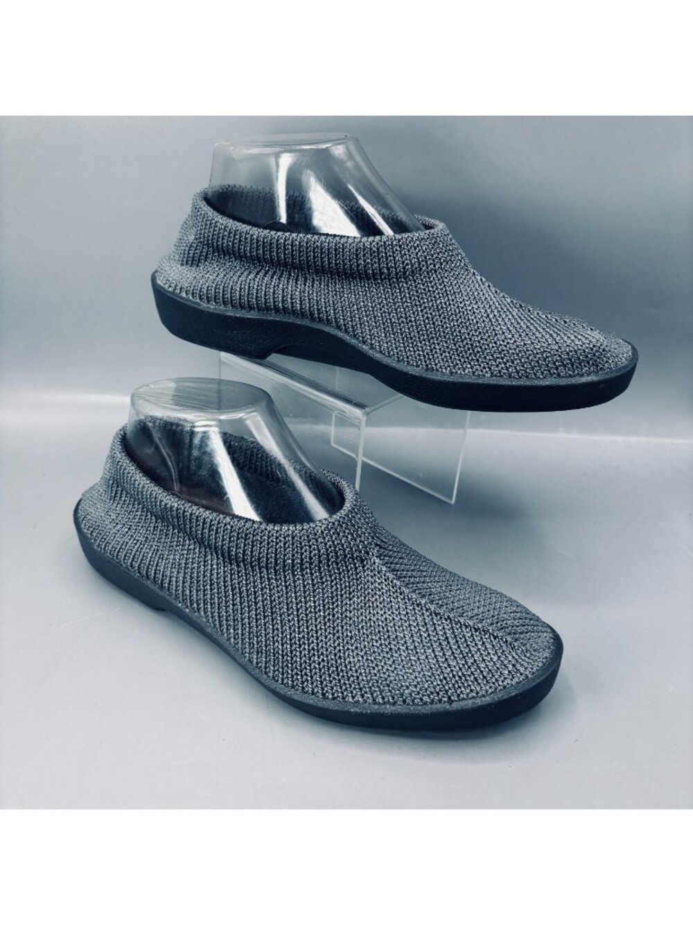 Arcopedico Sec V Slip-On Slippers Shoes Womens 8 Gray Stretch Knitted Textured